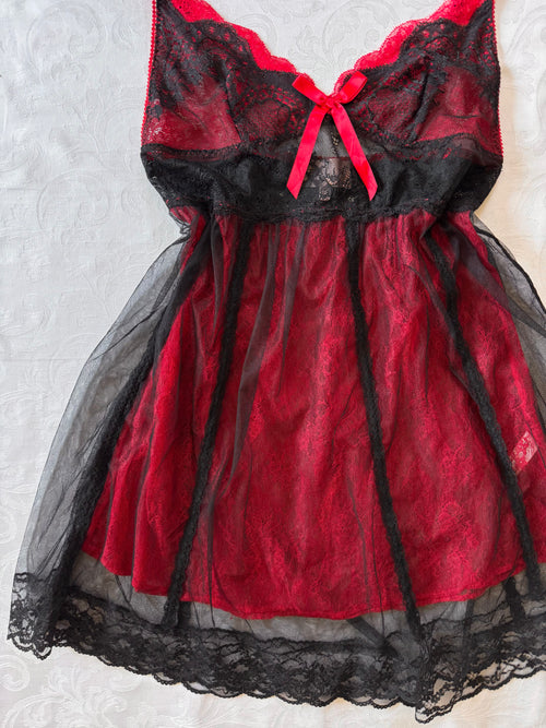 EB Black Red Lace Babydoll (S)