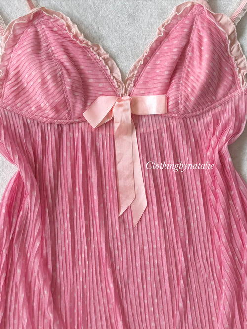 Pink Poka Dot Mesh Slip Size M