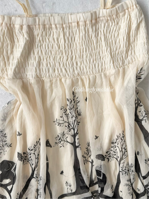 Whimsical Black White Chiffon Dress Size M