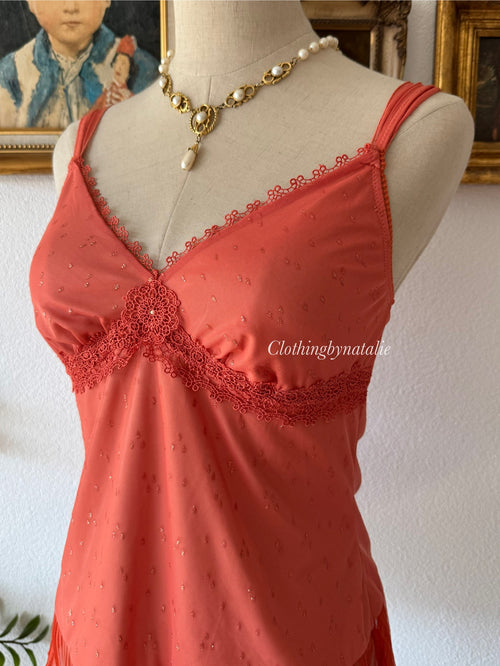 Y2K Glitter Mesh Cami Size S