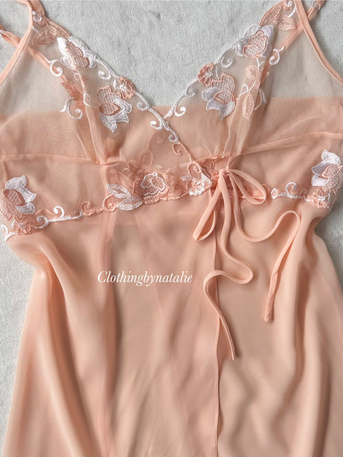 Sheer Orange Chiffon Slip size S/small M