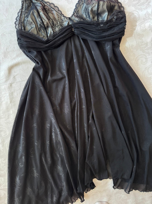 Black Layered Mesh Babydoll (M/L)