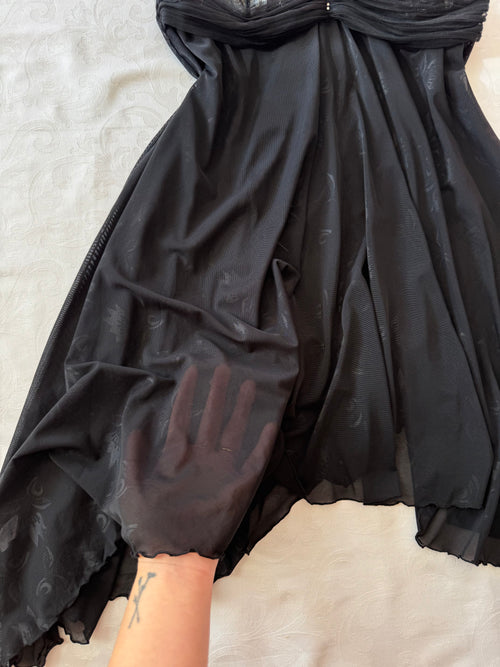 Black Layered Mesh Babydoll (M/L)