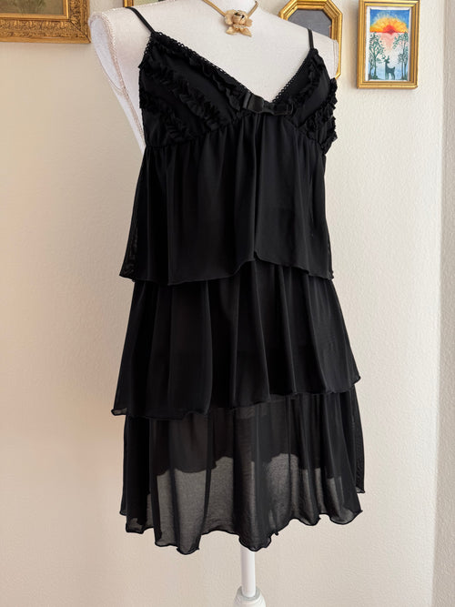 Black Sheer Mesh Layered Babydoll (S/M)