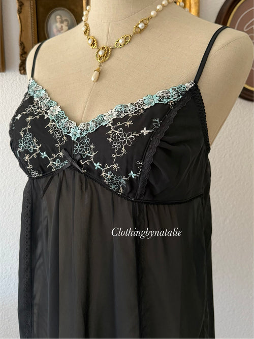 Black Blue Chiffon Cami size S/small M