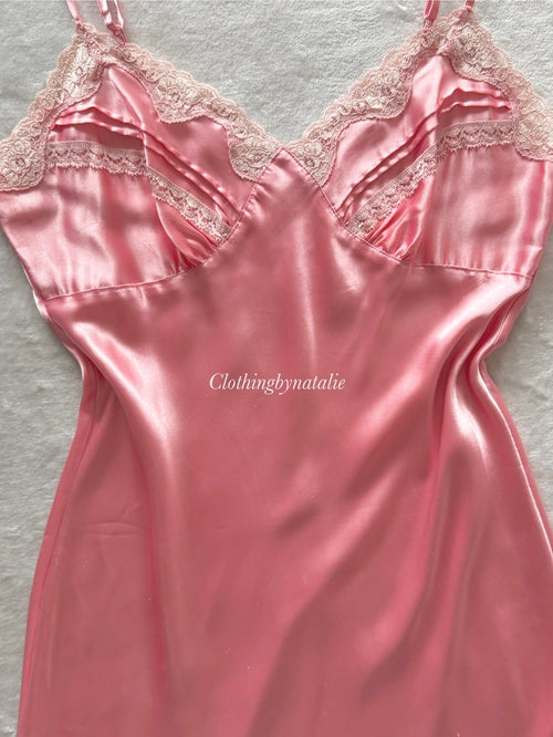 Carbenet Pink Midi Satin Slip Size S