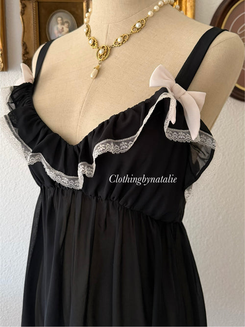 Flora Black Chiffon Babydoll size M