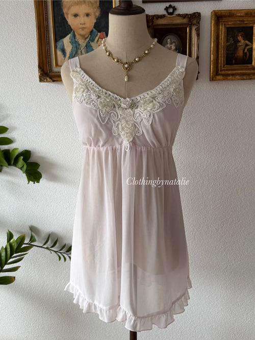 Linea Donatella Pink Chiffon Babydoll Size L