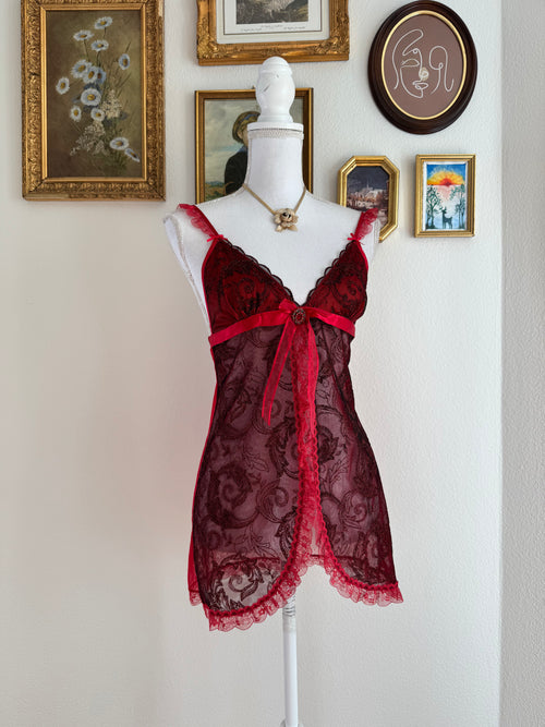 EB Black Red Lace Mini Dress (XS)
