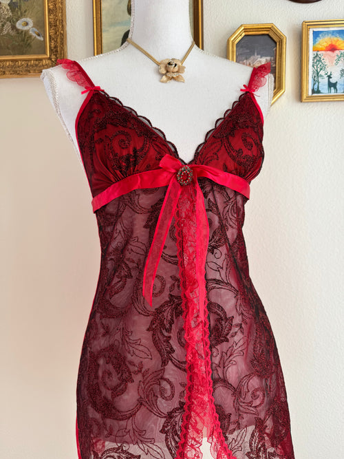 EB Black Red Lace Mini Dress (XS)
