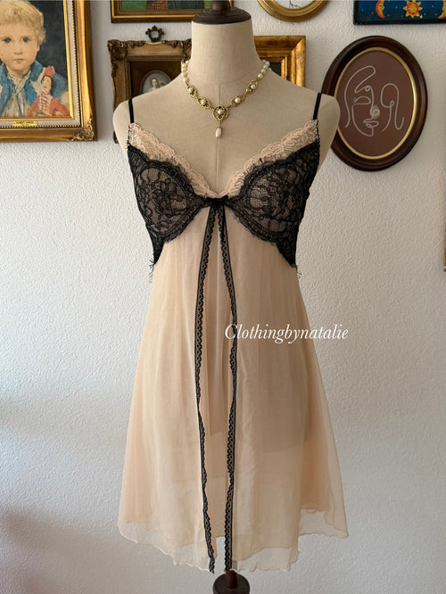Black Orange Glitter Mesh Babydoll size S/small M