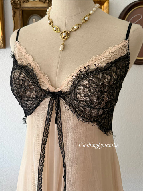 Black Orange Glitter Mesh Babydoll size S/small M