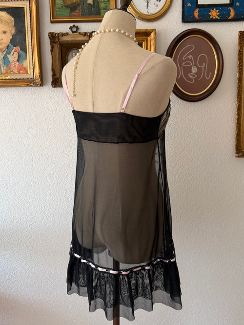 Embroidery Black Mesh Babydoll size M