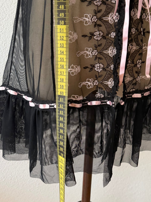 Embroidery Black Mesh Babydoll size M