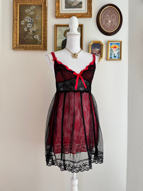 EB Black Red Lace Babydoll (S)