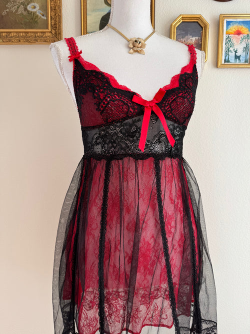 EB Black Red Lace Babydoll (S)