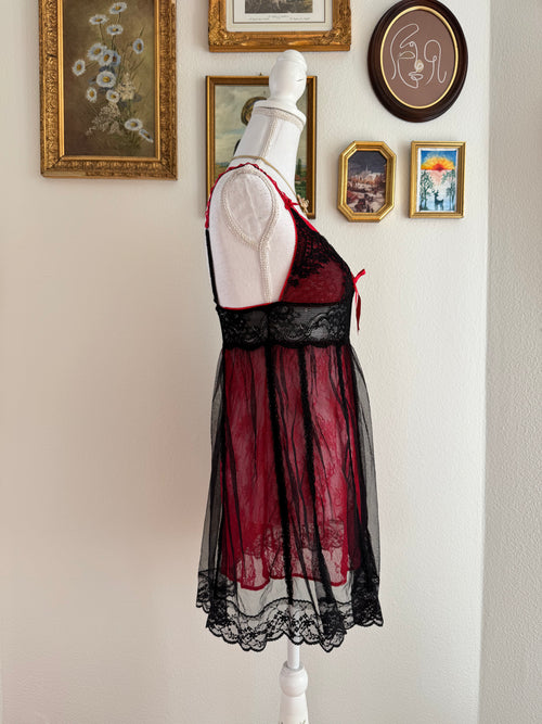 EB Black Red Lace Babydoll (S)