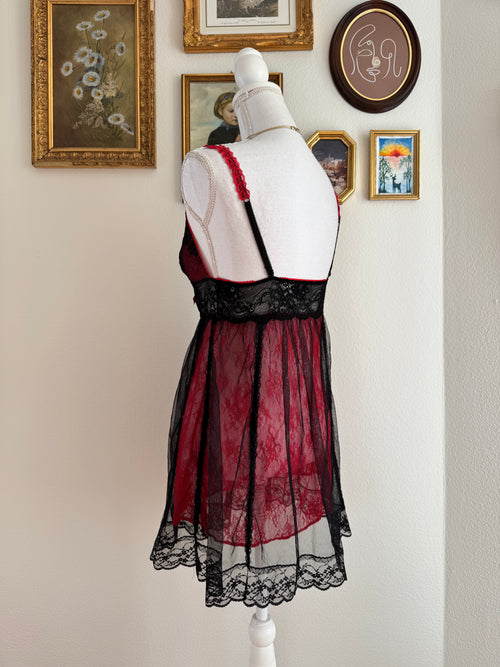EB Black Red Lace Babydoll (S)