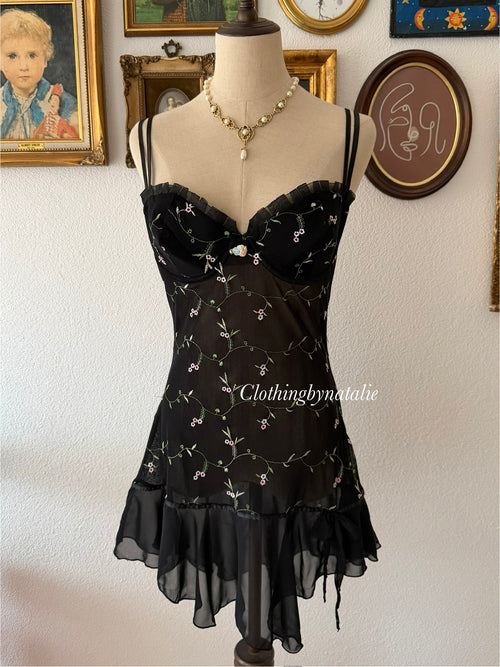 Black Floral Mesh Babydoll size M/cup C