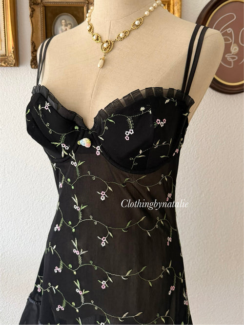 Black Floral Mesh Babydoll size M/cup C