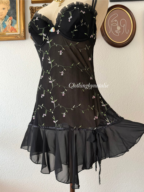 Black Floral Mesh Babydoll size M/cup C