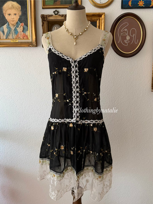 Whimsical Black Chiffon Babydoll size S