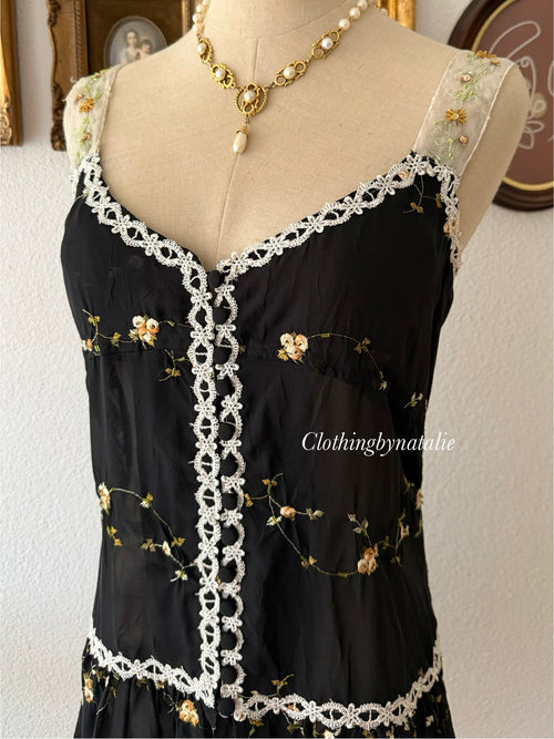 Whimsical Black Chiffon Babydoll size S