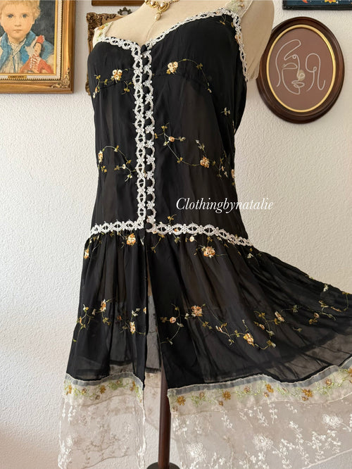 Whimsical Black Chiffon Babydoll size S