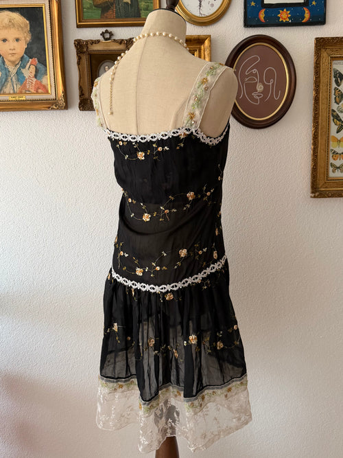 Whimsical Black Chiffon Babydoll size S