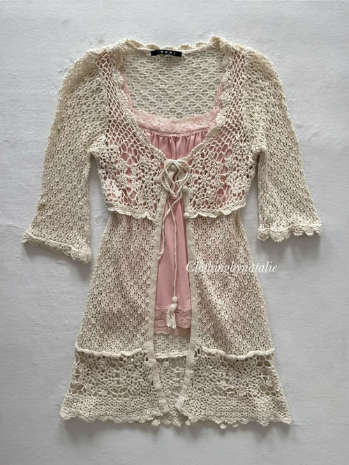 Fairy Pink Cream Knit Cami Set Size S
