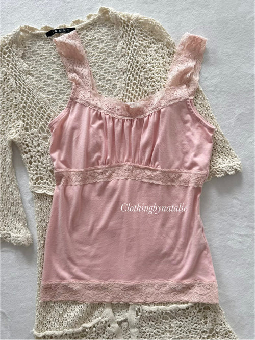 Fairy Pink Cream Knit Cami Set Size S