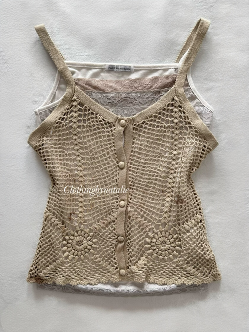 Y2K Brown Knit Cami Set Size S