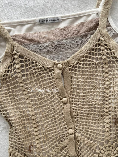 Y2K Brown Knit Cami Set Size S