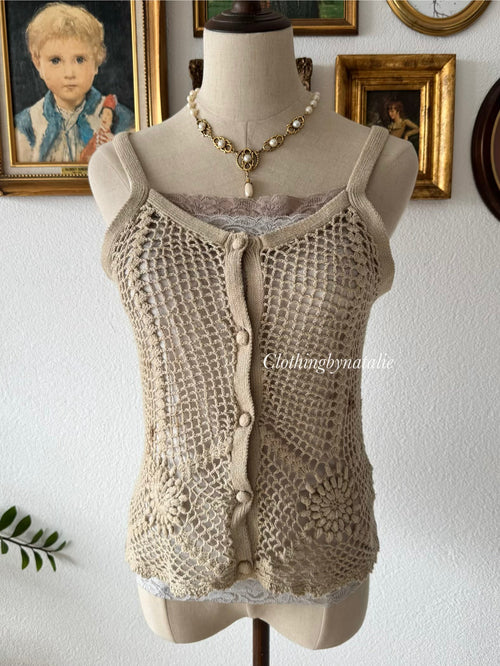 Y2K Brown Knit Cami Set Size S