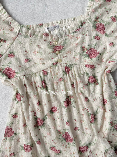 Floral Cream Lace Babydoll size S