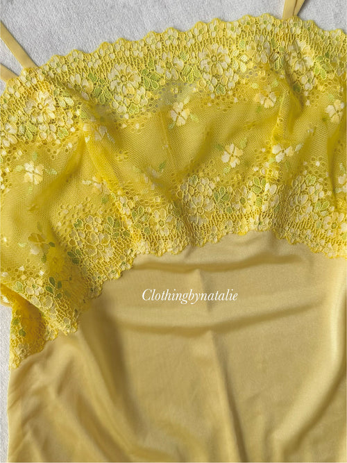 Yellow Nylon Lace Cami Size S