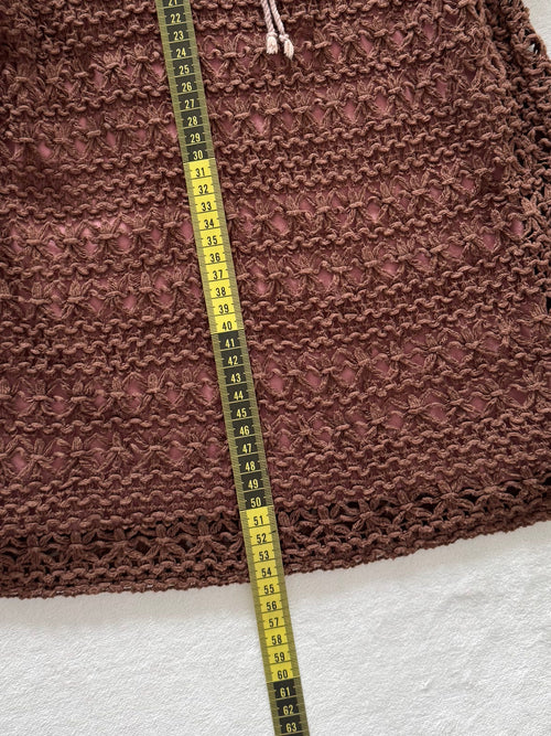 Brown Pink Crochet Blouse Set Size S
