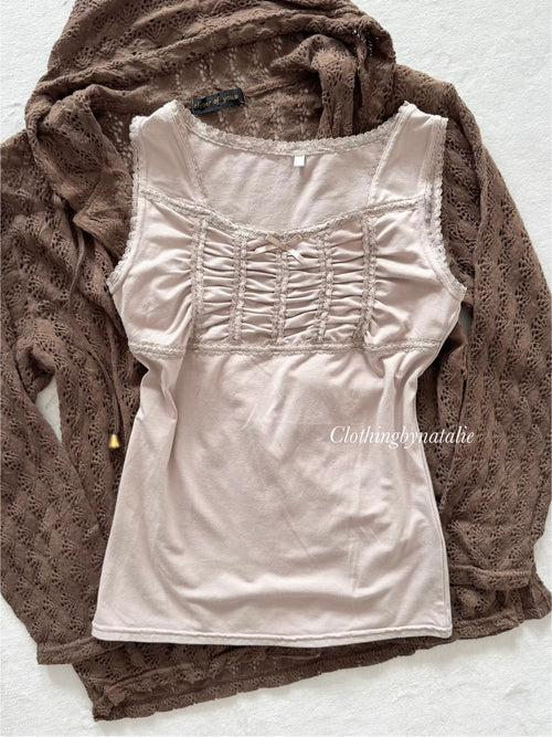 Whimsical Brown Knit Hooded Set Size S