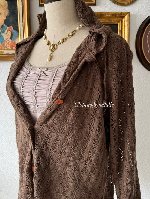 Whimsical Brown Knit Hooded Set Size S