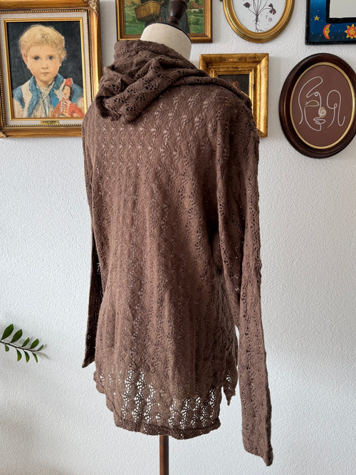 Whimsical Brown Knit Hooded Set Size S