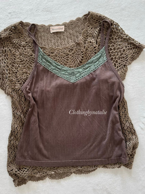 Earthy Brown Knit Cami Set Size S