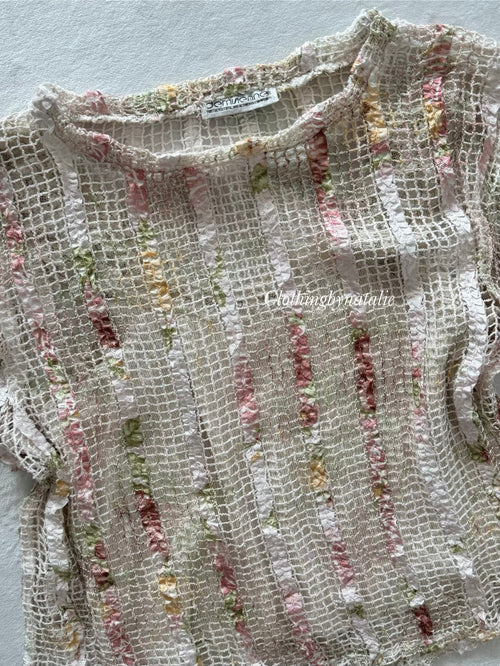 Y2K Pink Glitter Blouse Set Size S
