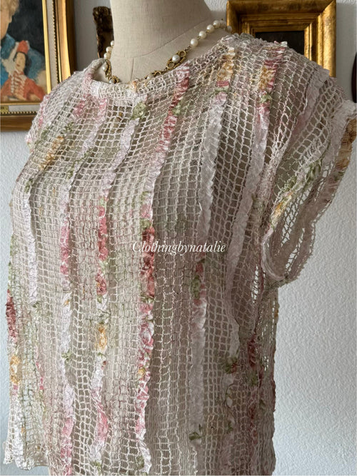 Y2K Pink Glitter Blouse Set Size S