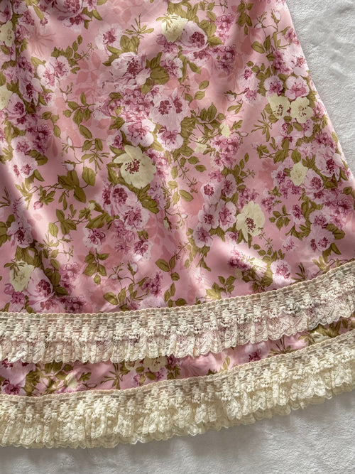 Floral Pink Satin Slip Dress Size XS