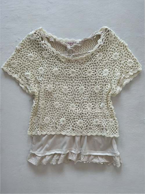 Cream Crochet Cami Set Size S