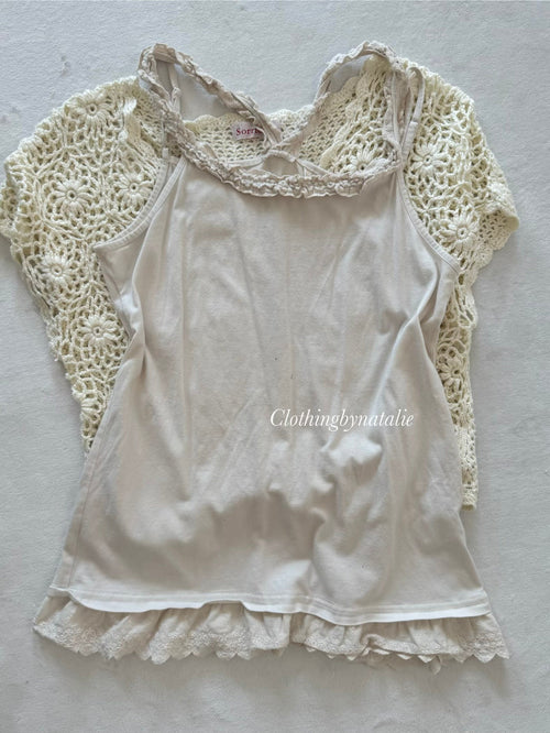 Cream Crochet Cami Set Size S
