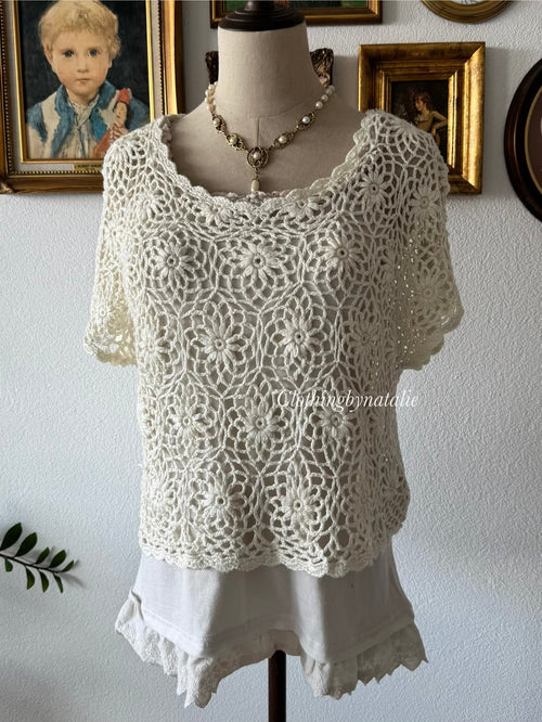 Cream Crochet Cami Set Size S