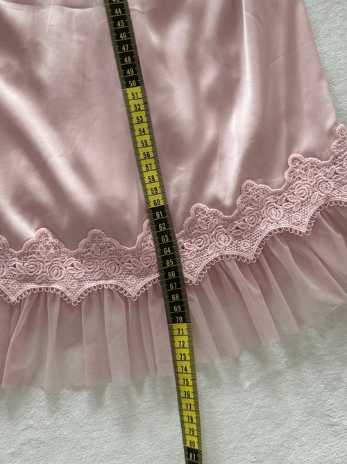Romantic Pink Satin Mini Dress Size XS