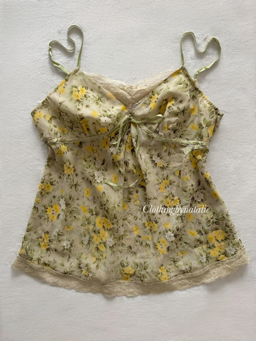 Green Floral Chiffon Cami Size S