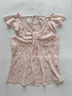 Sheer Floral Pink Chiffon Blouse Size S